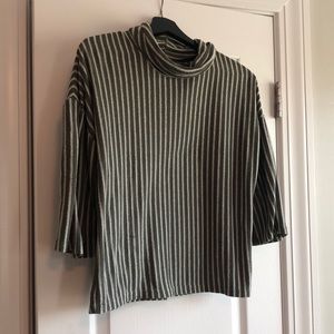W5 green striped, cowl sweater, size S